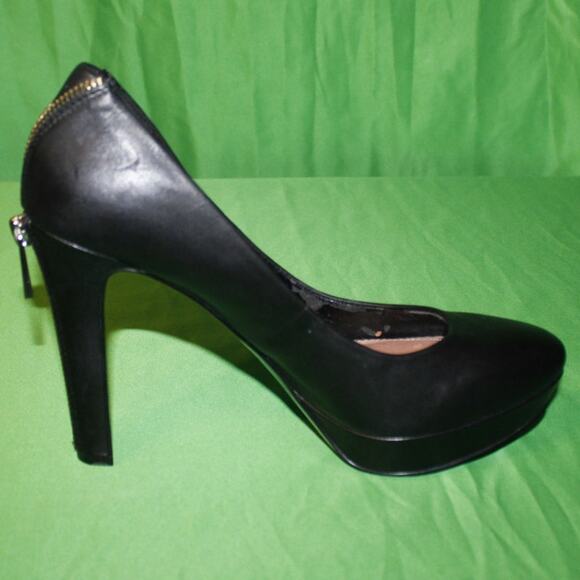 Vince Camuto Black Platform High Heel Gold Zip A2  Sz. 9 M - Picture 13 of 16